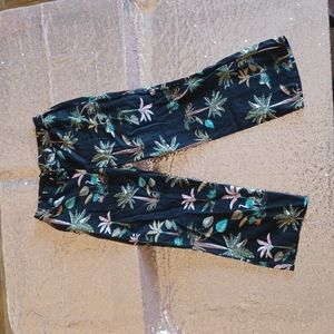 Linen blend tropical print pants